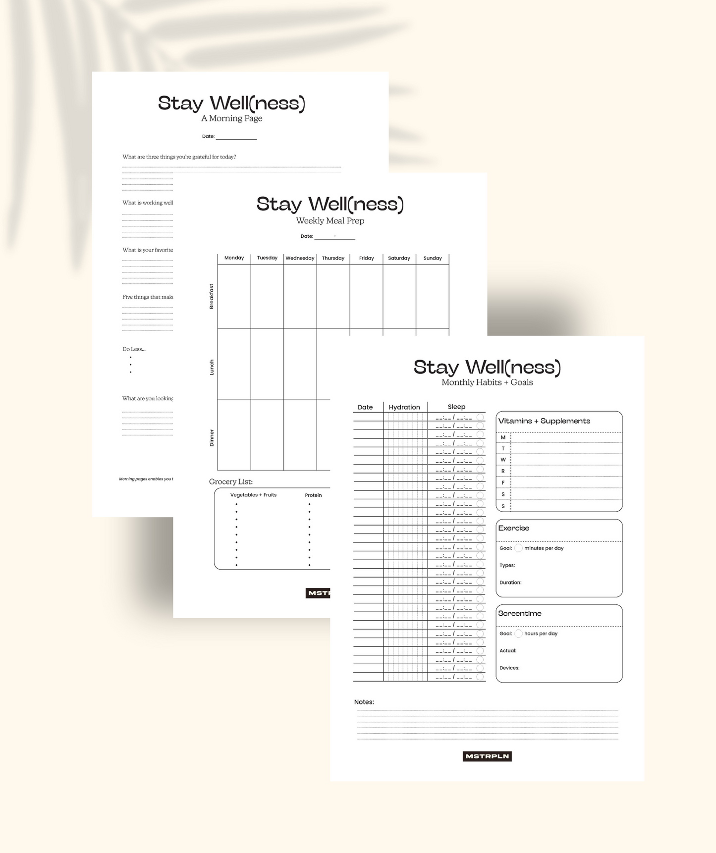 MSTRPLN Add-ons - Printable & Digital Habit Tracker Sets